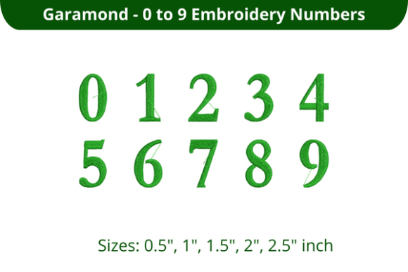 Garamond Font 0-9